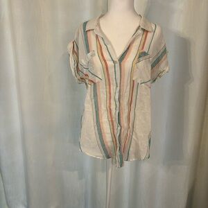 Striped linen T-shirt blouse